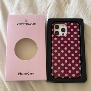 Velvet Caviar Rasberry Polka Dot 16 Pro Max Case